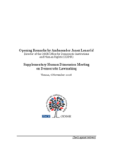 Supplementary Human Dimension Meeting on Democratic Lawmaking: Opening Remarks by Ambassador Janez Lenarčič