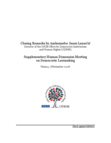 Supplementary Human Dimension Meeting on Democratic Lawmaking: Closing Remarks by Ambassador Janez Lenarčič