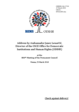 Address by ODIHR Director Ambassador Janez Lenarčič at the 800th Meeting of the Permanent Council