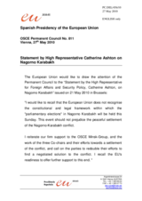 Statement by the Spanish Presidency of the Council of the EU in response the statement by the Delegation of France on the Communiqué of the Co-Chairs of the OSCE Minsk Group regarding the "parliamentary elections" in Nagorno-Karabakh held on 23 May 2010