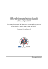 Lessons Learned? Holocaust remembrance and combating anti-Semitism in 2008