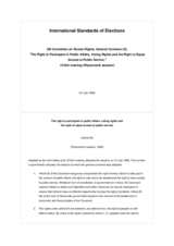 UN Committee on Human Rights, General Comment 25, "The Right to Participate in Public Affairs, Voting Rights and the Right to Equal Access to Public Service," 1510th meeting (fiftyseventh session)