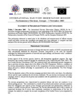 Georgia, Parliamentary Elections, 2 November 2003: Preliminary Statement