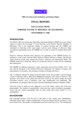 Former Yugoslav Republic of Macedonia, Local Elections, 17 November 1996: Final Report