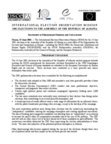 Albania, Parliamentary Elections, First Round, 24 June 2001: Preliminary Statement