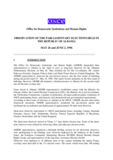 Albania, Parliamentary Elections, 26 May and 2 June 1996: Observations