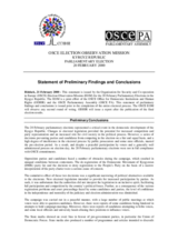 Kyrgyzstan, Parliamentary Elections, First Round, 20 February 2000: Preliminary Statement