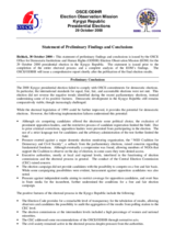 Kyrgyzstan, Presidential Election, 29 October 2000: Preliminary Statement