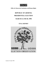 Armenia, Presidential Election, 16 and 30 March 1998: Final Report