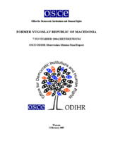 Former Yugoslav Republic of Macedonia, Referendum, 7 November 2004: Final Report