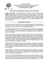 Moldova, Local Elections, Second Round, 8 June 2003: Preliminary Statement