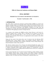 Moldova, Presidential Election, 17 November and 1 December 1996: Final Report