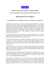 Moldova, Presidential Election, First Round, 17 November 1996: Preliminary Statement