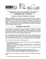 Montenegro, Parliamentary Elections, 22 April 2001: Preliminary Statement