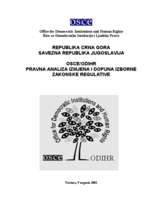 OSCE/ODIHR Assessment of Amendments to the Legislative Framework for Elections, Republic of Montenegro (sr)
