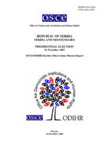 Serbia, Presidential Election, 16 November 2003: Final Report