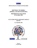 Serbia, Presidential Election, 16 November 2003: Needs Assessment Mission Report