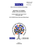 Serbia, Parliamentary Elections, 28 December 2003: Final Report