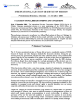 Ukraine, Presidential Election, First Round, 31 October 2004: Preliminary Statement