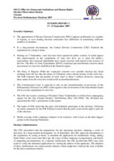 Ukraine, Early Parliamentary Elections, 30 September 2007: Interim Report No. 3