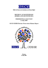 Montenegro, Presidential Election, 11 May 2003: Final Report