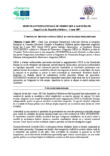 Moldova, Alegeri locale, primul tur, 3 iunie 2007: Raport privind constatările şi concluziile preliminare