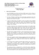 Former Yugoslav Republic of Macedonia, Parliamentary Elections, 5 July 2006: Interim Report No. 1