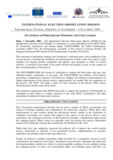 Azerbaijan, Parliamentary Elections, 6 November 2005: Preliminary Statement