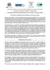 Former Yugoslav Republic of Macedonia, Presidential and Municipal Elections, First Round, 22 March 2009: Preliminary Statement