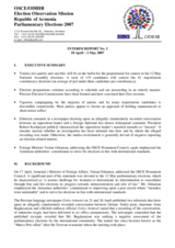 Armenia, Parliamentary Elections, 12 May 2007: Interim Report No. 3