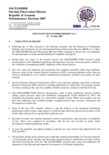 Armenia, Parliamentary Elections, 12 May 2007: Post-election Interim Report