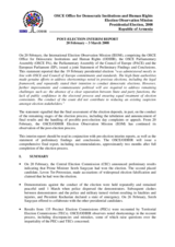 Armenia, Presidential Election, 19 February 2008: Post-election Interim Report