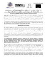 Georgia, Repeat Parliamentary Elections, 28 March 2004: Preliminary Statement