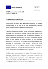 Statement by the Belgian Presidency of the Council of the European Union on recent developments in Kyrgyzstan
