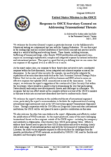 Statement by the Delegation of the United States in response to the report by the Secretary General on implementation of MC.DEC/2/09 on further OSCE efforts to address transnational threats and challenges to security and stability