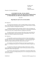 Statement by the Delegation of the Russian Federation in response to the presentation by the OSCE External Auditor of the Audit Report on the 2009 Financial Statements