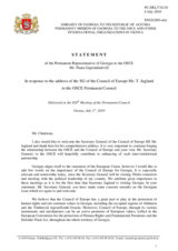 Statement by the Delegation of Georgia in response to the address by the Secretary General of the Council of Europe, Thorbjorn Jagland