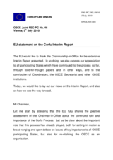 Statement by the Spanish Presidency of the Council of the European Union on the Corfu Interim Report