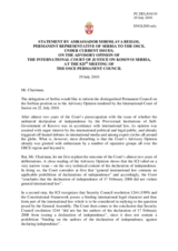 Statement by the Delegation of Serbia on the advisory opinion by the International Court of Justice on Kosovo's Declaration of Independence, issued on 22 July 2010
