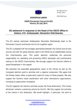 Statement by the Belgian Presidency of the Council of the European Union in response to the report by Head of the OSCE Office in Astana, Ambassador Alexandre Keltchewsky