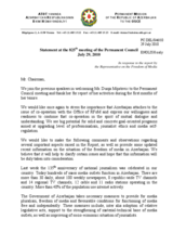 Statement by the Delegation of Azerbaijan in response to the report by the OSCE Representative on Freedom of the Media, Dunja Mijatovic