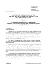 Statement by the Delegation of Uzbekistan in response to the address by the Chairman of the Executive Committee of the International Fund for Saving the Aral Sea, Sagit Ibatullin