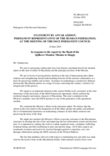 Statement by the Delegation of the Russian Federation in response to the report by the Head of the OSCE Spillover Monitor Mission to Skopje, Ambassador José Luis Herrero