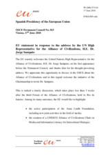 Statement by the Spanish Presidency of the Council of the European Union in response to the address by the United Nations High Representative for the Alliance of Civilizations, Jorge Sampaio