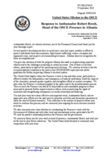 Statement by the Delegation of the United States in response to the report by the Head of the OSCE Presence in Albania, Ambassador Robert Bosch