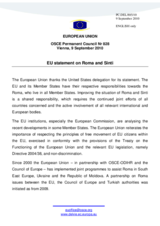 Statement by the Belgian Presidency of the Council of the European Union on the situation of the Roma and Sinti population in Europe