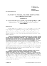 Statement by the Delegation of Switzerland in response to the report by the Secretary General, Ambassador Marc Perrin de Brichambaut, on the implementation of the 2004 OSCE Action Plan for the promotion of gender equality