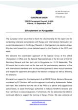 Statement by the Belgian Presidency of the Council of the European Union on the situation in Kyrgyzstan