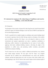 Statement by the Belgian Presidency of the Council of the EU in response to the presentation by Mr. John Ging, Director of UNRWA Operations, Gaza, entitled Confidence and Security Building - A View from the Field