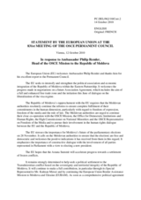 Statement by the Belgian Presidency of the Council of the European Union in response to the report by the Head of the OSCE Mission to Moldova, Ambassador Philip Remler